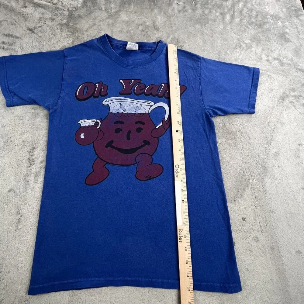 VTG Kool Aid Shirt Mens Small Blue Oh Yeah Graphic Tee Retro Soda Drink Cartoon - Picture 5 of 11